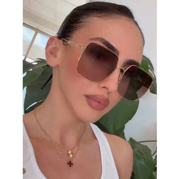 NEW Dior Cannage S1U Metal Square Sunglasses in Gold Grey main image 4